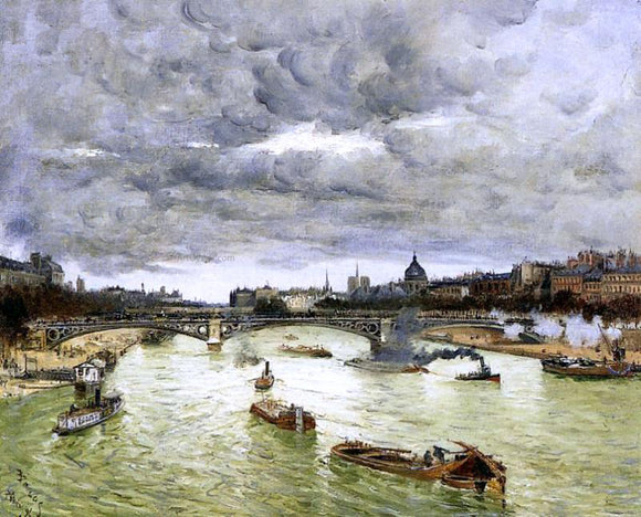  Frank Myers Boggs The Seine at Paris with the Pont du Carousel (also known as The Seine at Paris Pont Alexander III) - Art Print