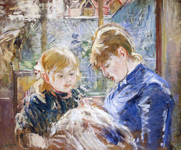  Berthe Morisot The Sewing Lesson (also known as The Artist's Daughter, Julie, with Her Nanny) - Art Print