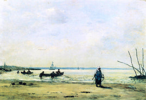  Eugene-Louis Boudin The Shore at Low Tide near Honfleur - Art Print
