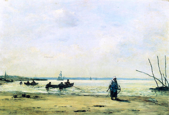  Eugene-Louis Boudin The Shore at Low Tide near Honfleur - Art Print
