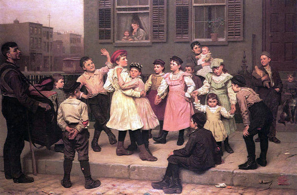  John George Brown The Sidewalk Dance (also known as A Sidewalk Dance) - Art Print