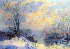  Albert Lebourg The Small Branch of the Seine at Bas Meudon, Snow and Sunlight - Art Print