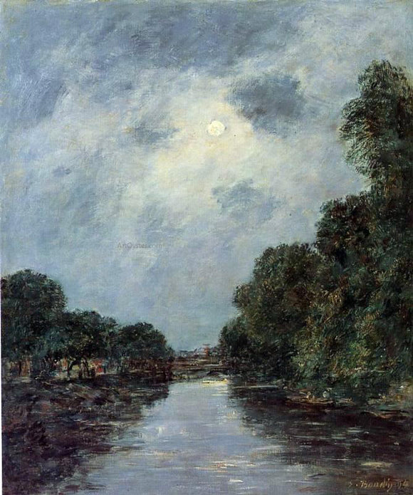  Eugene-Louis Boudin The Somme near D'Abbeville - Moonlight - Art Print