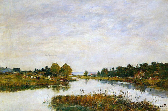  Eugene-Louis Boudin The Still River at Deauville - Art Print