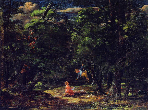  Martin Johnson Heade The Swing: Children in the Woods - Art Print