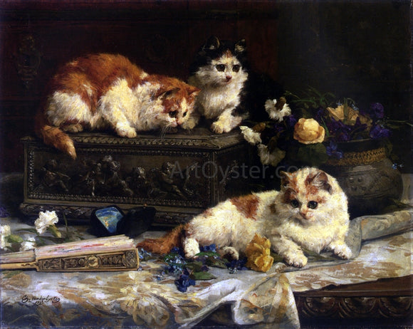  Charles Van den Eycken The Three Kittens - Art Print