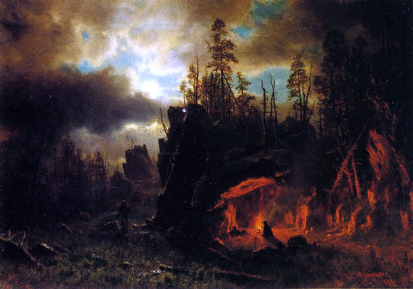  Albert Bierstadt The Trapper's Camp - Art Print