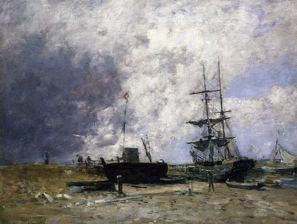  Eugene-Louis Boudin The Trouville Coastline, Low tide - Art Print