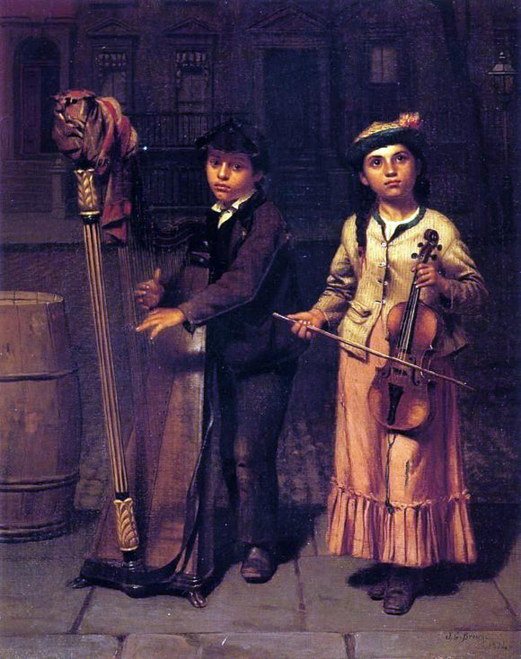  John George Brown The Two Musicians - Art Print