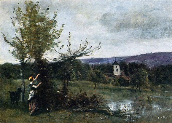  Jean-Baptiste-Camille Corot The Verdant Bank - Art Print