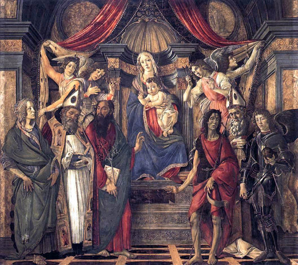  Sandro Botticelli The Virgin and Child with Four Angels and Six Saints (Pala di San Barnaba) - Art Print