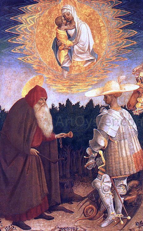  Antonio Pisanello The Virgin and Child with Saints George and Anthony Abbot - Art Print