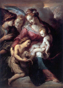  Giulio Cesare Procaccini The Virgin and Child with the Infant St John the Baptist and Attendant Angels - Art Print