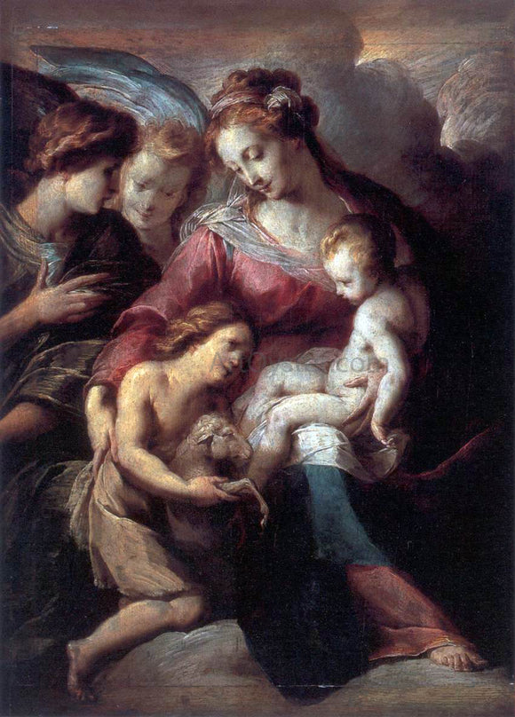  Giulio Cesare Procaccini The Virgin and Child with the Infant St John the Baptist and Attendant Angels - Art Print