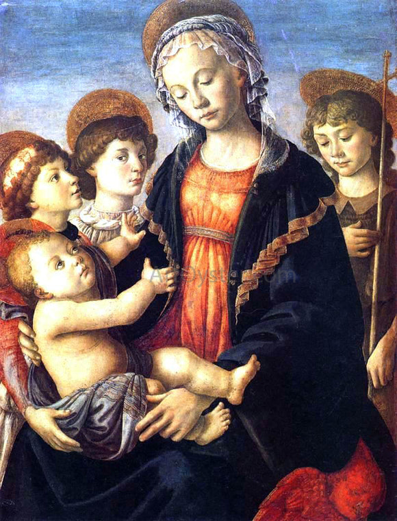  Sandro Botticelli The Virgin and Child with Two Angels and the Young St John the Baptist - Art Print