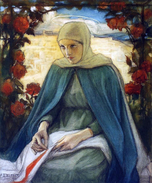  Albert Edelfelt The Virgin Mary in the Rose Garden - Art Print
