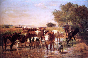  Giuseppe Palizzi The Watering Hole - Art Print