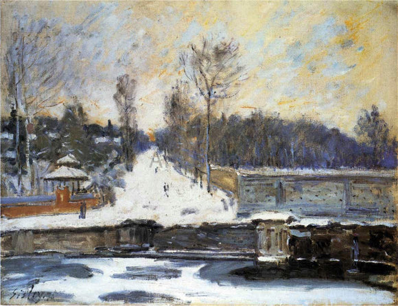  Alfred Sisley The Watering Place at Marly le Roi in Winter - Art Print