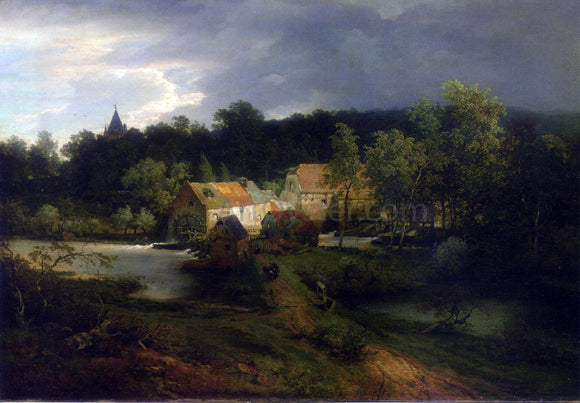  Andreas Achenbach The Watermill in the Village - Art Print