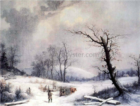  George Henry Durrie The Wood Sled (also known as Homeward Path) - Art Print
