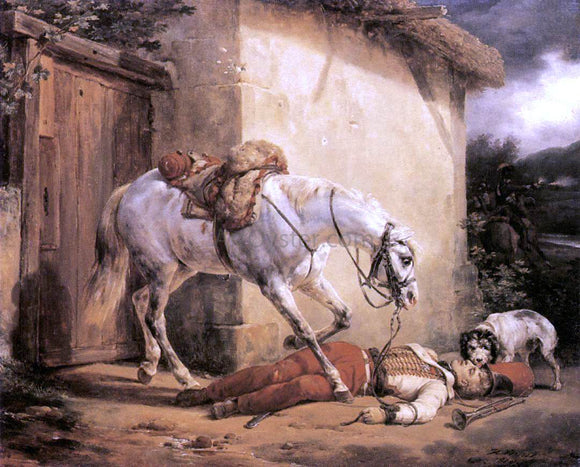  Horace Vernet The Wounded Trumpeter - Art Print