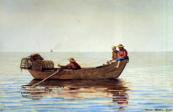  Winslow Homer Three Boys in a Dory with Lobster Pots - Art Print