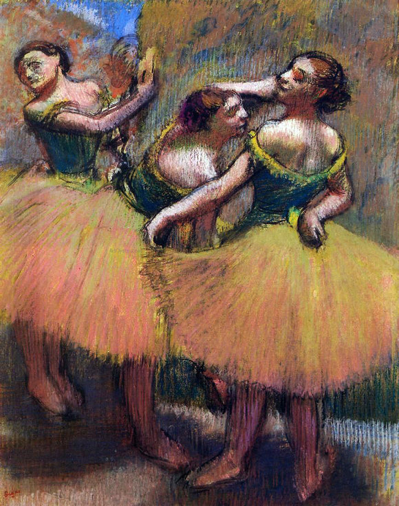  Edgar Degas Three Dancers, Green Blouses - Art Print