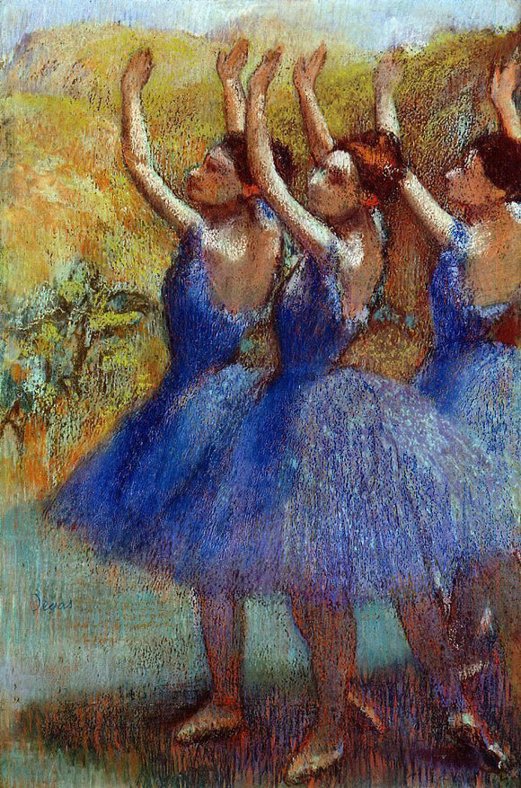  Edgar Degas Three Dancers in Purple Skirts - Art Print