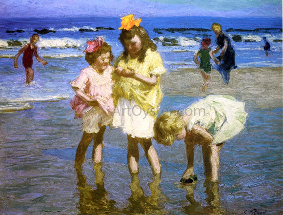  Edward Potthast Three Girls at the Seashore - Art Print