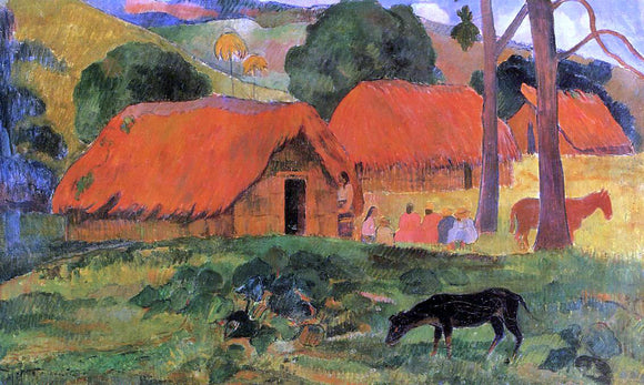  Paul Gauguin Three Huts, Tahiti - Art Print