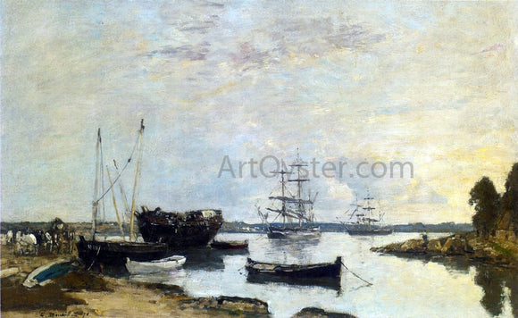  Eugene-Louis Boudin Three Masted Ship in the Harbor - Art Print
