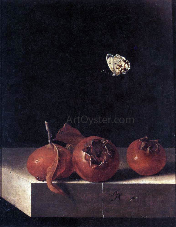  Adriaen Coorte Three Medlars with a Butterfly - Art Print