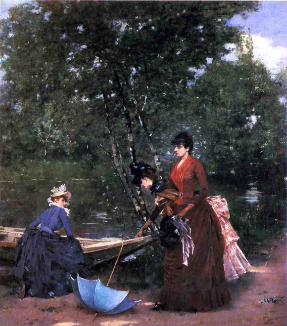  Francisco Miralles Y Gallup Three Parisian Women in the Bois de Boulogne - Art Print