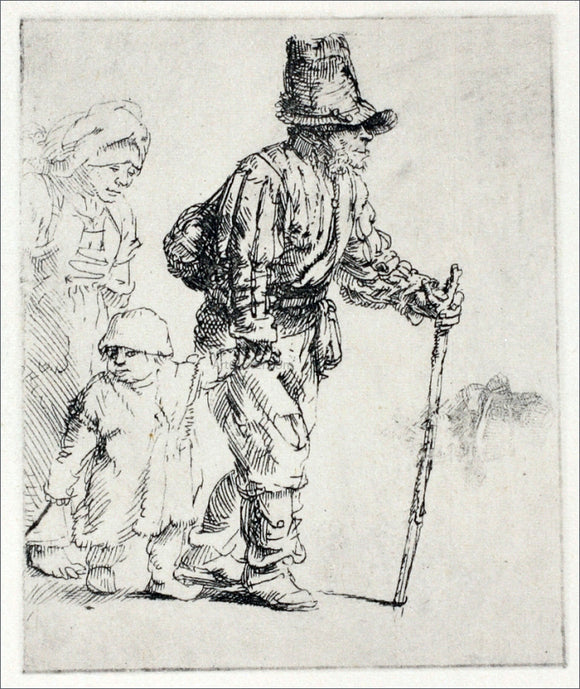  Rembrandt Van Rijn Three Peasants Travelling - Art Print