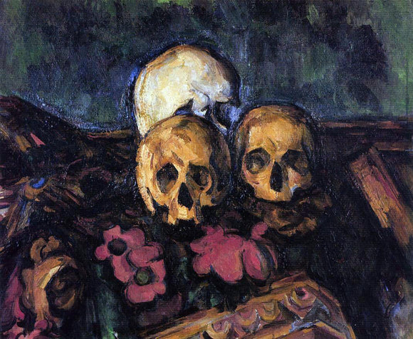  Paul Cezanne Three Skulls on a Patterned Carpet - Art Print