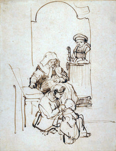  Rembrandt Van Rijn Three Women and a Child at the Door - Art Print