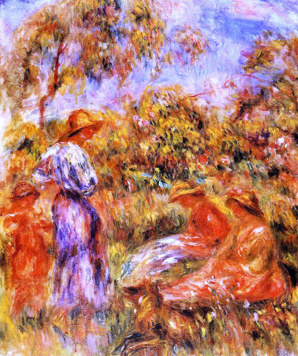  Pierre Auguste Renoir Three Women and Child in a Landscape - Art Print