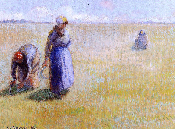  Camille Pissarro Three Women Cutting Grass - Art Print