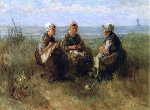  Jozef Israels Three Women Knitting by the Sea - Art Print