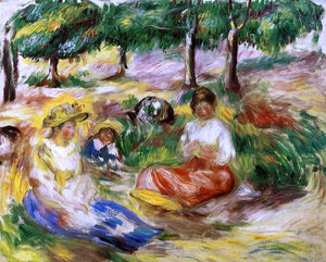  Pierre Auguste Renoir Three Young Girls Sitting in the Grass - Art Print