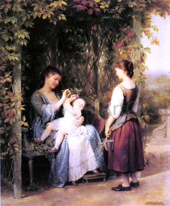  Fritz Zuber-Buhler Tickling the Baby - Art Print