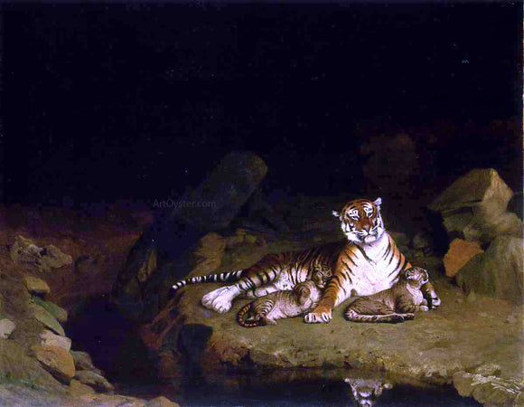  Jean-Leon Gerome Tigress and Her Cubs - Art Print
