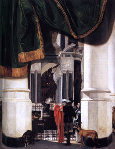  Emanuel De Witte Tomb of William the Silent in the Nieuwe Kerk, Delft, with an Illusionistic Curtain - Art Print