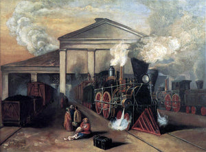  Eugene Sintzenich Train Leaving Auburn Station at Rochester, New York - Art Print