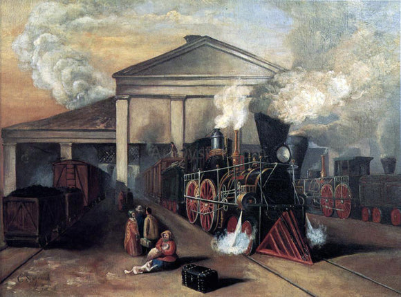  Eugene Sintzenich Train Leaving Auburn Station at Rochester, New York - Art Print