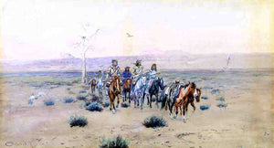  Charles Marion Russell Trappers Crossing the Prarie - Art Print