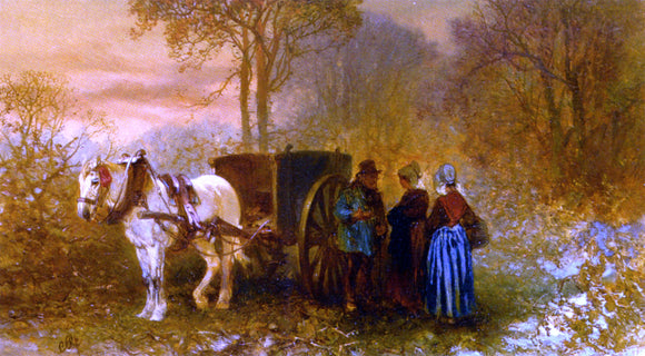  Charles Rochussen Travellers by a Horse and Cart in a Wooded Landscape - Art Print