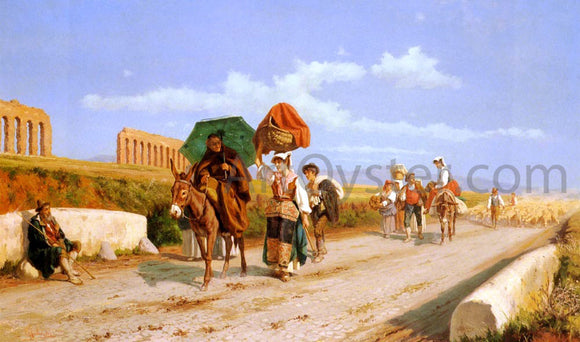  Pietro Gabrini Travellers In The Roman Campagna - Art Print