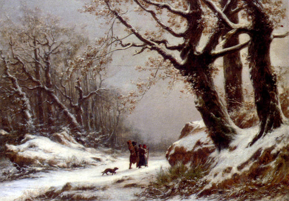  Charles Joseph Lecointe Travellers In Winter Woodland - Art Print