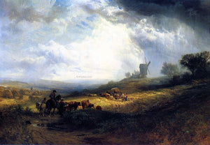  Samuel Prout Travellers on a Path in an Extensive Landscape - Art Print